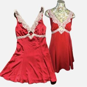 Wild Fable Red Slip Dress with White Lace Detail Lingerie XS